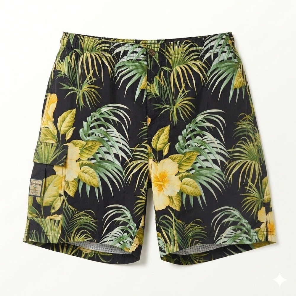 Tommy Bahama Y2K Paradise Nation Tropical Floral Nylon Swim Trunks Mens M L